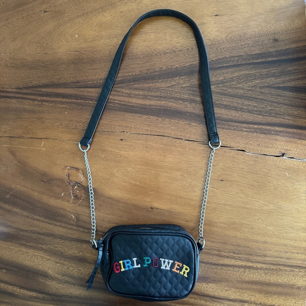 Target Black Quilted Girl Power Crossbody Bag with Chain Strap
